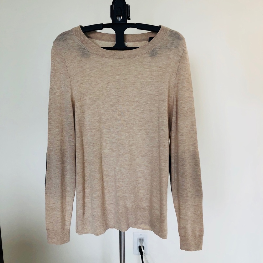 J Crew light sweater with elbow patch